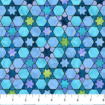 Hanukkah Lights Light Blue Tonal Stained Glass