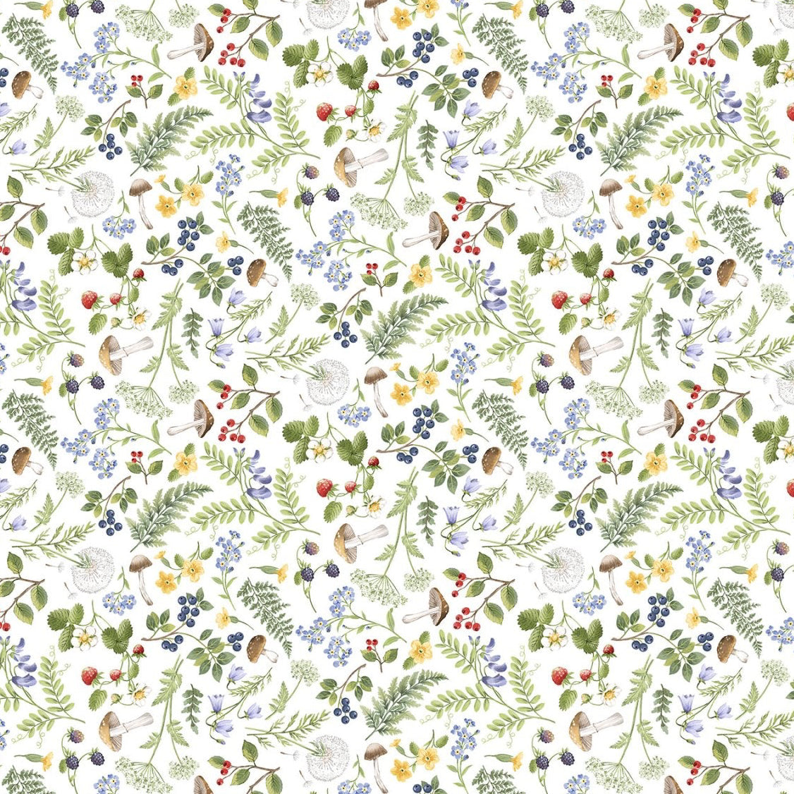 Country Mouse Floral Fern Toss - White Multi