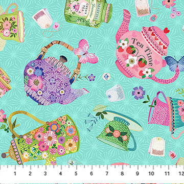 My Cup of Tea - Tea Party - Light Teal Multi
