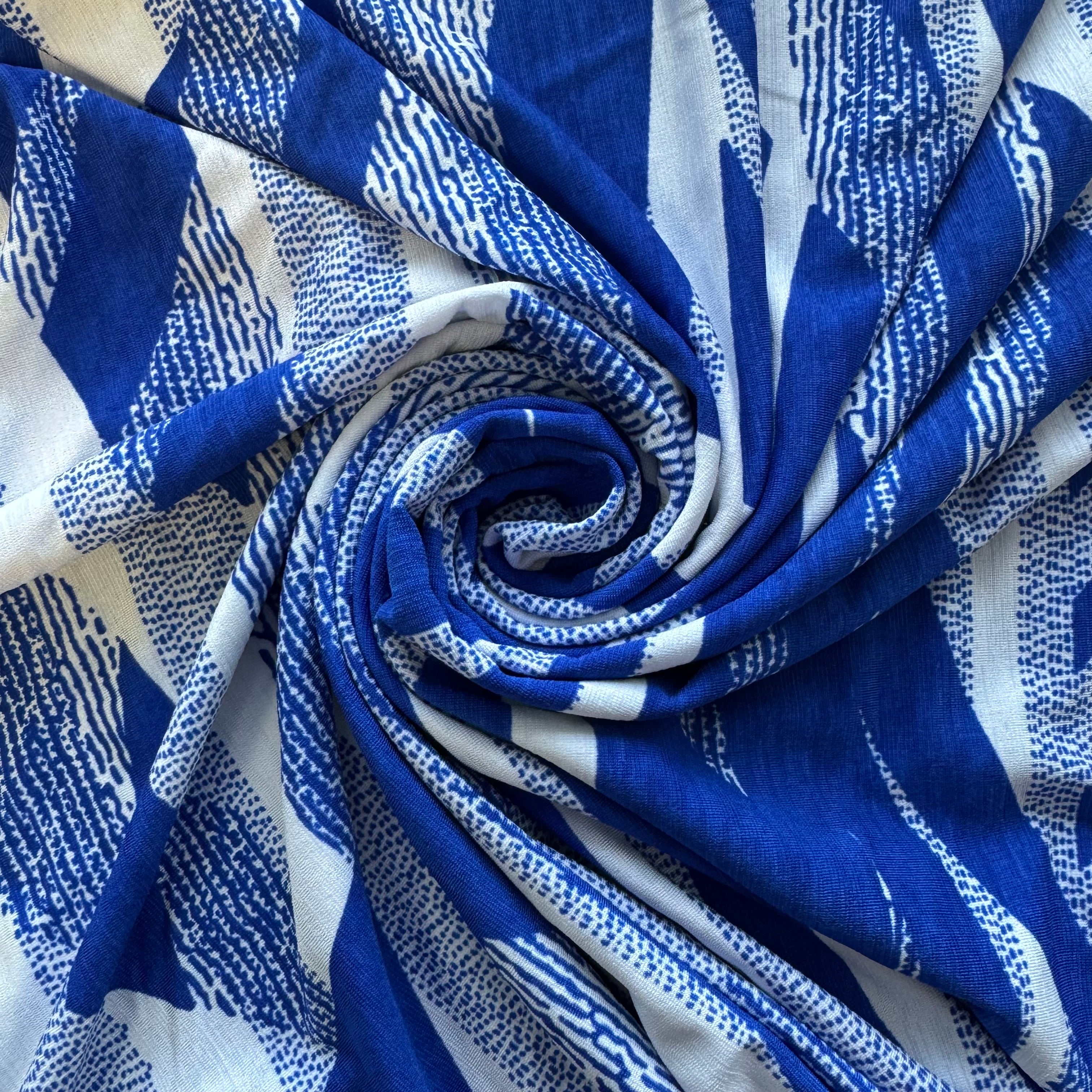 White/Royal Spandex and Polyester Blend