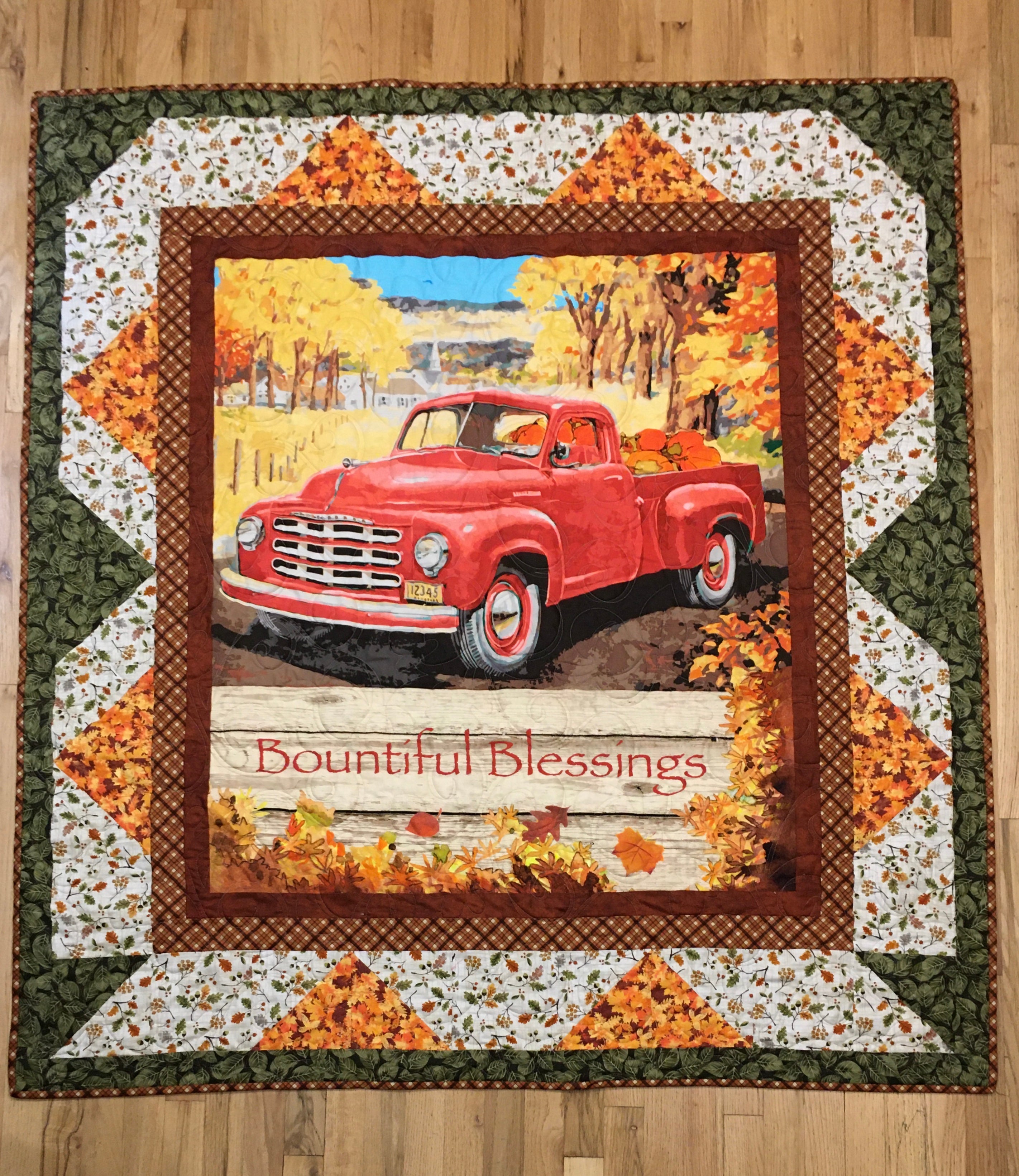 Fall Truck Bountiful Blessings Lap Quilt Quilt Kit