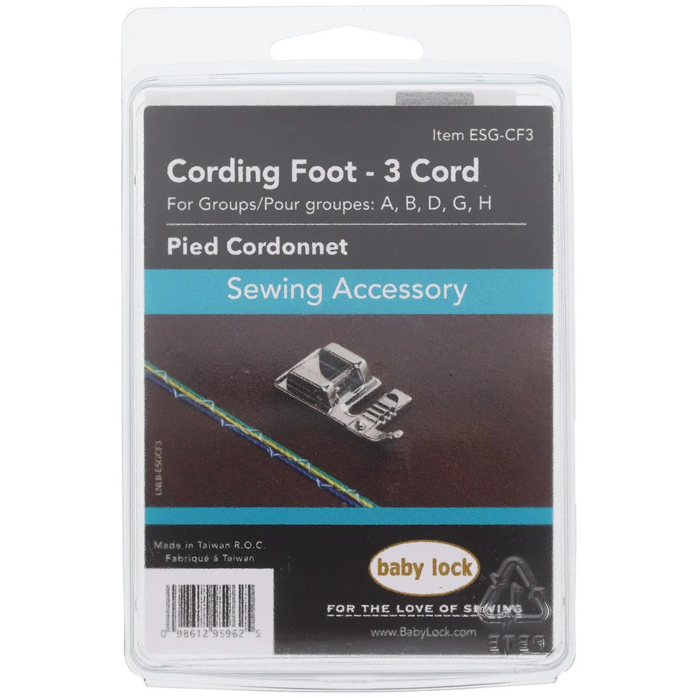Baby lock Cording Foot - 3 Cord Hole