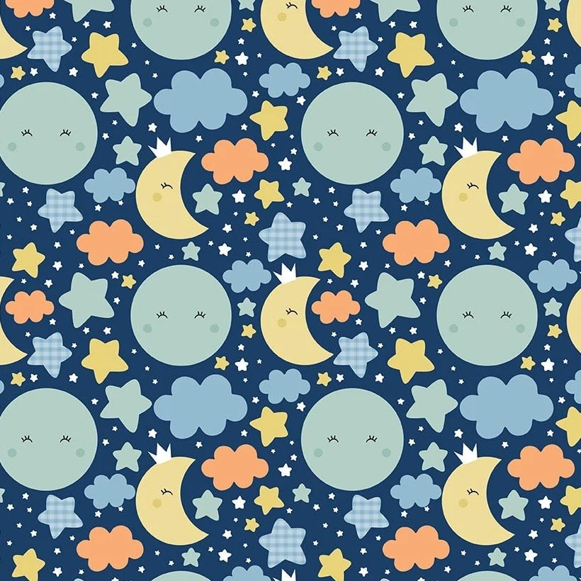 Love You to the Moon Flannel Nighttime - Navy