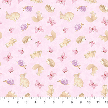 Peas in a Pod Pink Animal Toss Flannel