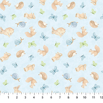 Peas in a Pod Blue Multi Animals Flannel