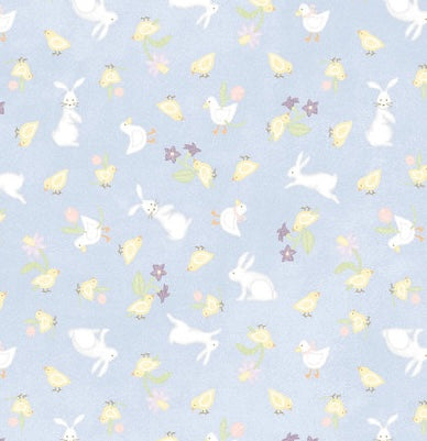 Little Chicks Flannel Bunnies & Chicks Blue