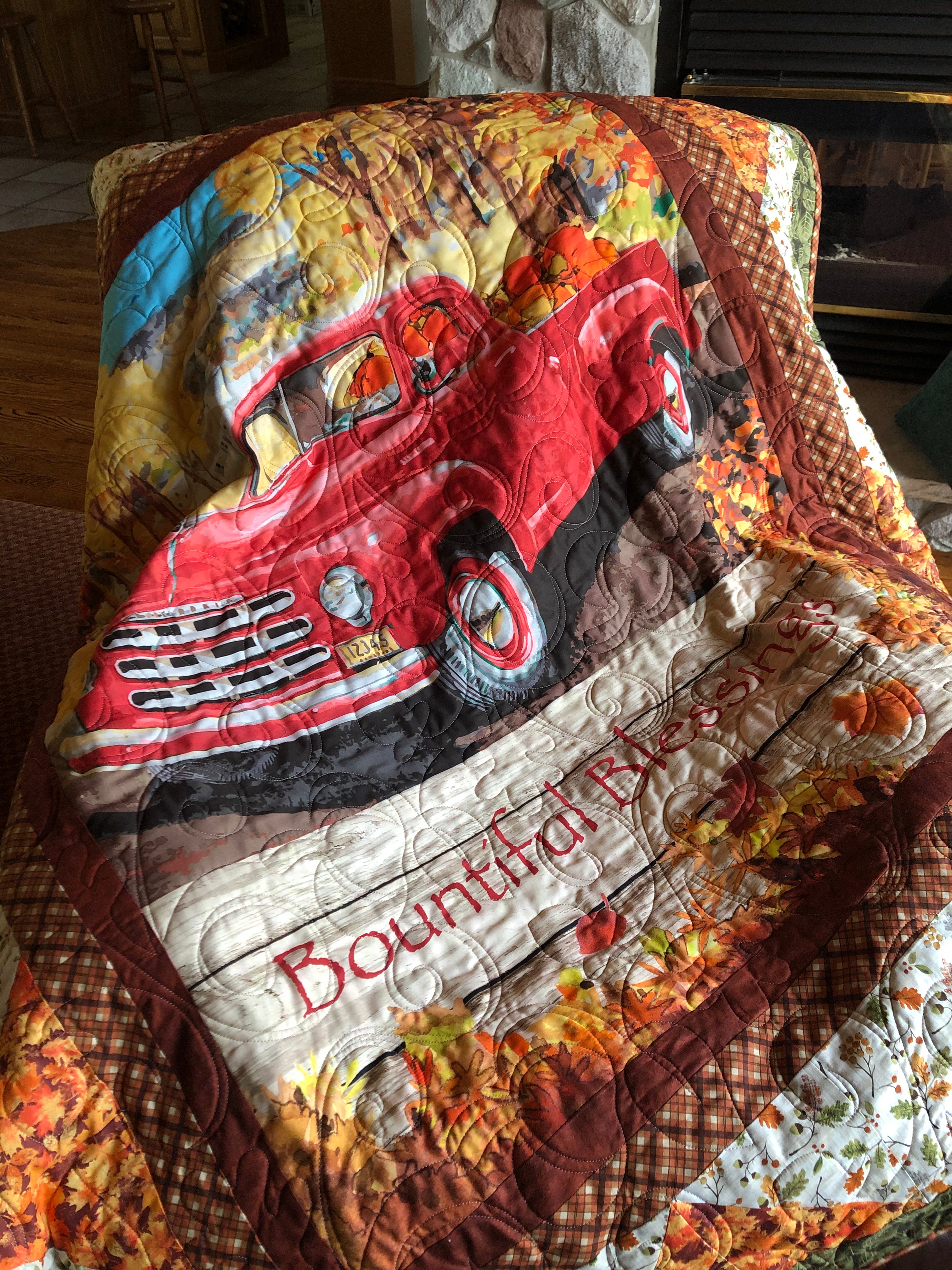 Fall Truck Bountiful Blessings Lap Quilt Quilt Kit