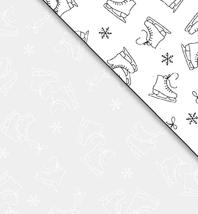 Tossed Ice Skates White on White