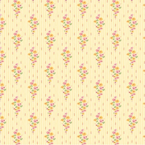 Hollyhock Lane Yellow with Pink Flowers