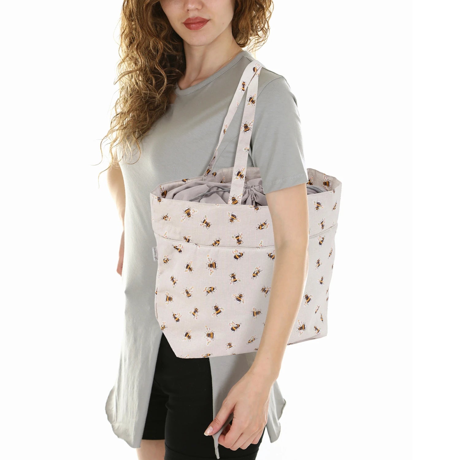Drawstring Bee Tote Bag