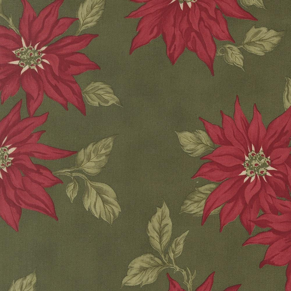 Candlelight Christmas Poinsettia Floral - Holly Green