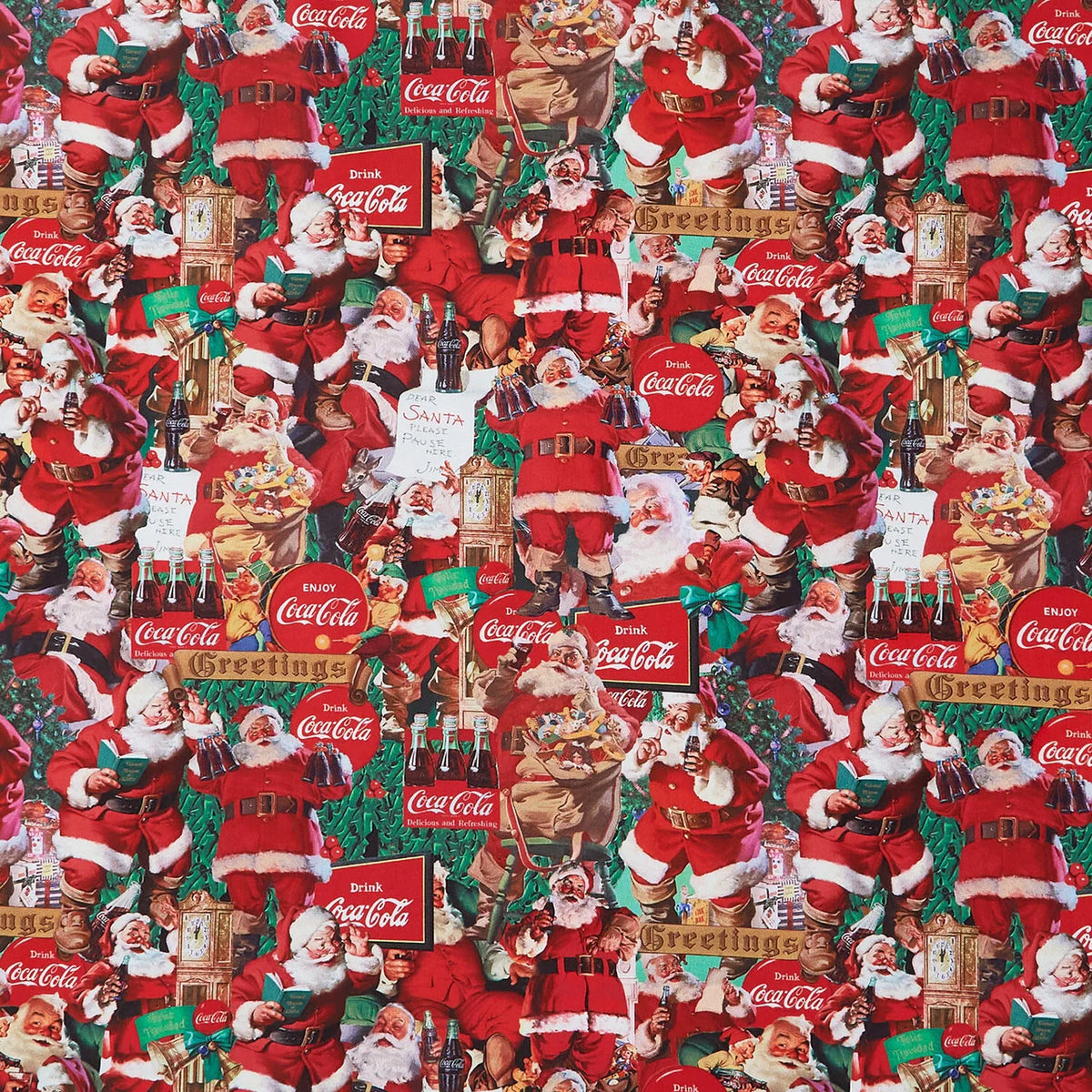 Coca-Cola Christmas Santa Scenes - Red Multi