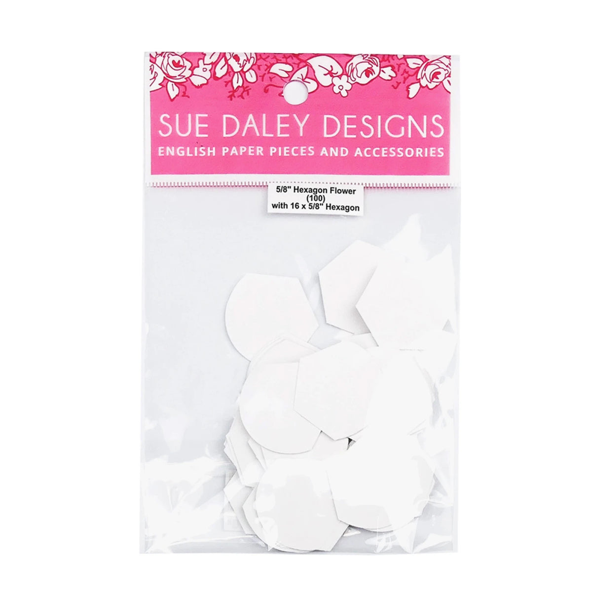 Sue Daley Hexagon Paper Flower 5/8" (100 per bag)
