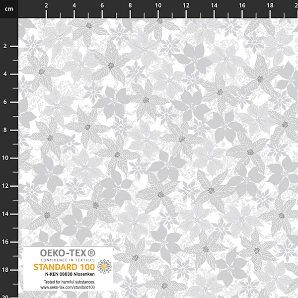Snow Crystals White Silver Poinsettia