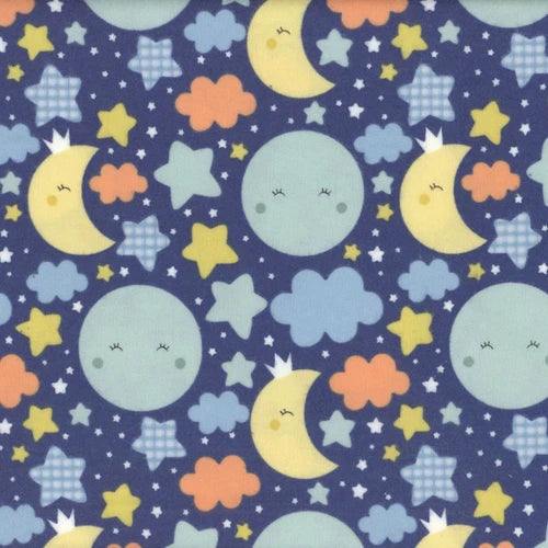 Love You to the Moon Flannel Nighttime - Navy