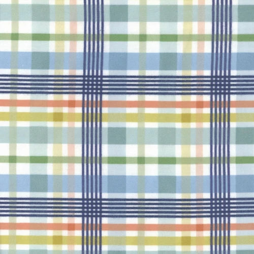 Love You to the Moon Flannel Plaid - Blue