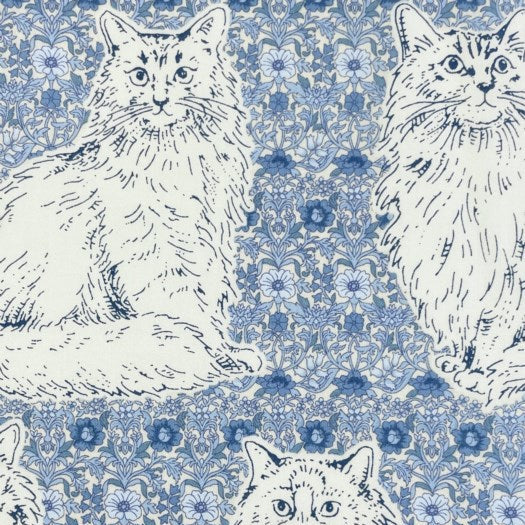 Sevenberry Floral Cats - Blue