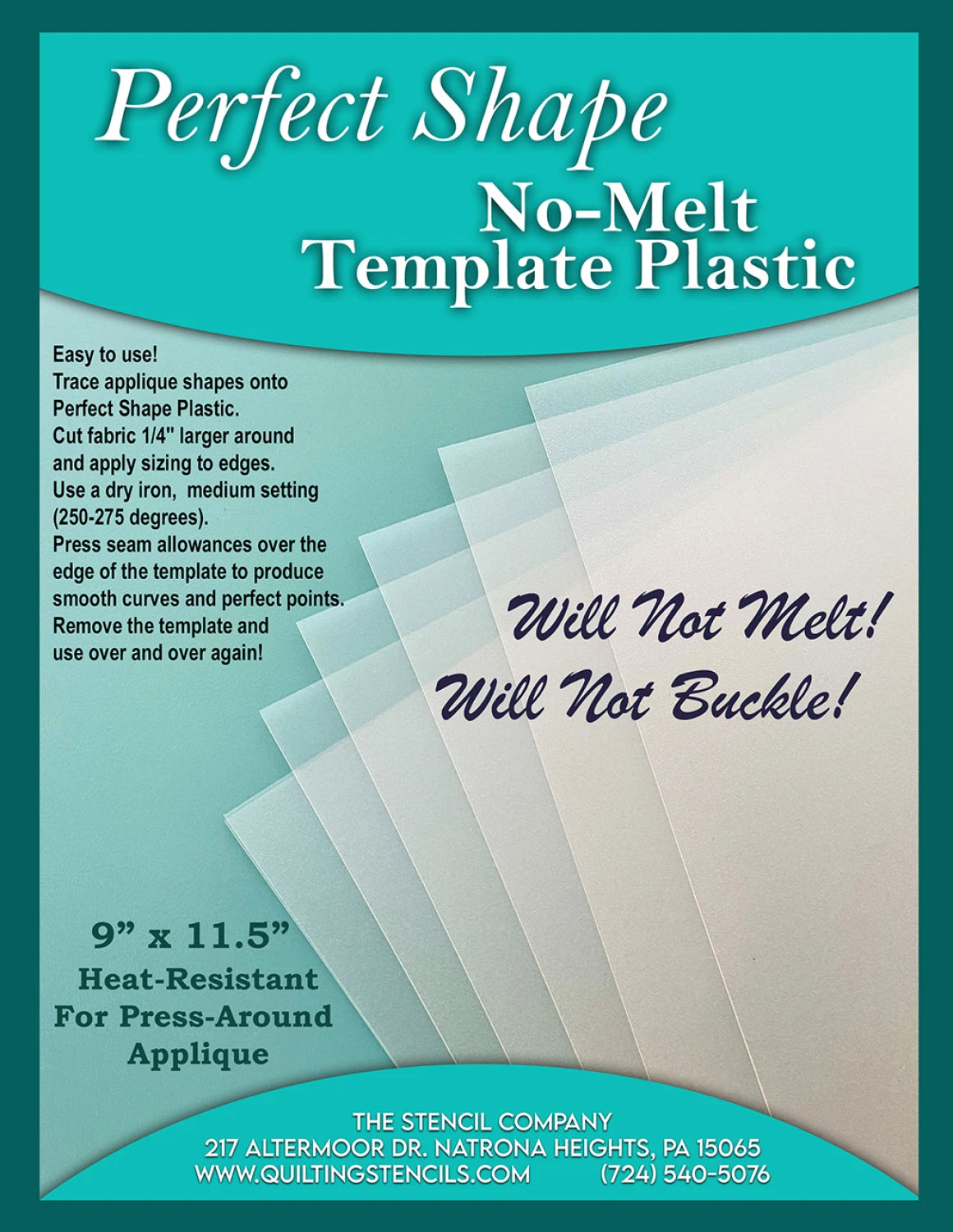 Perfect Shape No Melt Plastic Template Sheet 4 Count