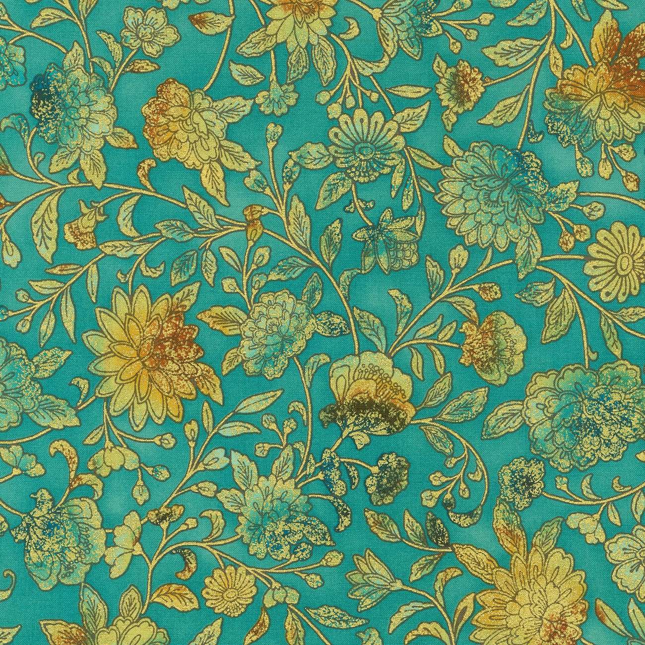 Fiorella Floral W/ Met Gold – Jade