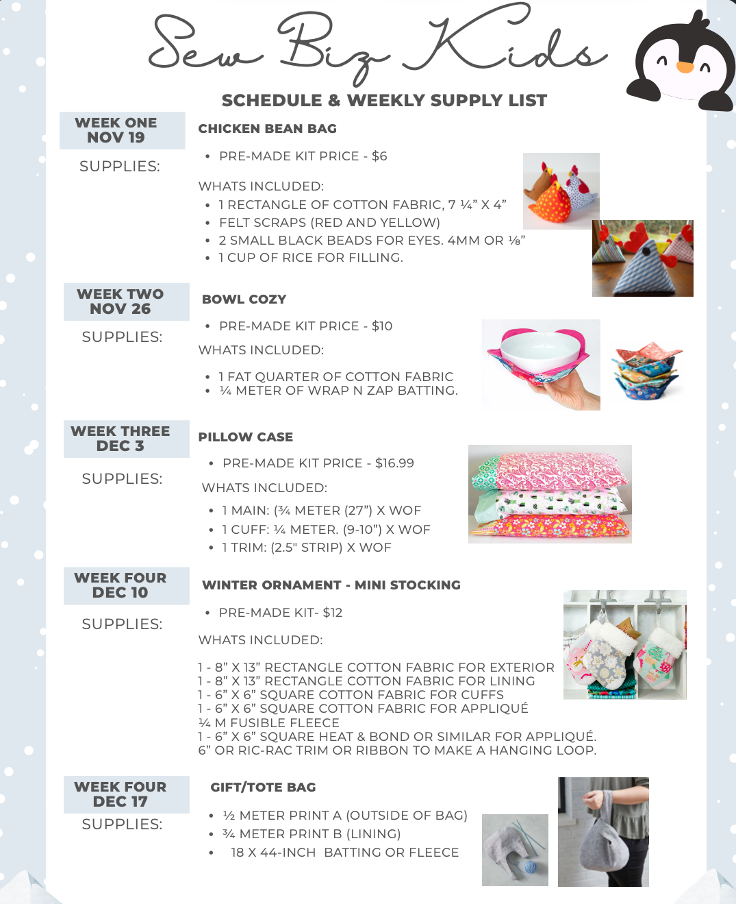 Sew Biz Kids - Introduction to Sewing Nov-Dec 2025