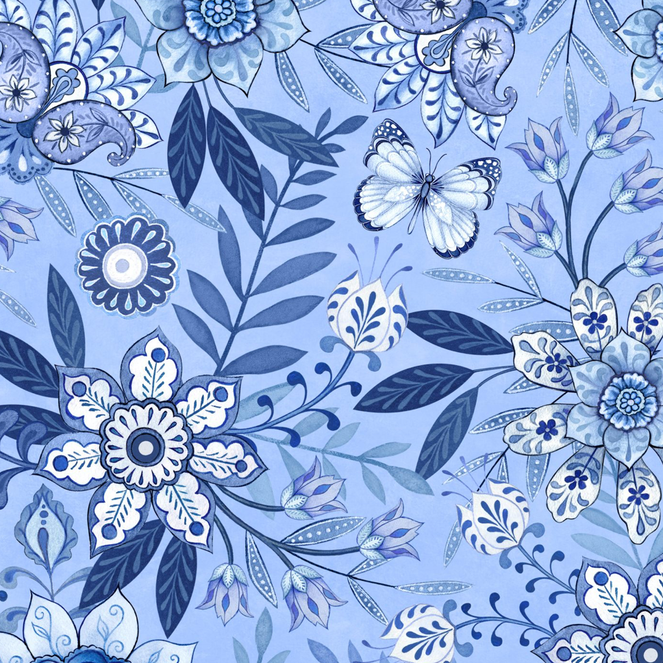 Blooming Blue Floral Main - Light Blue