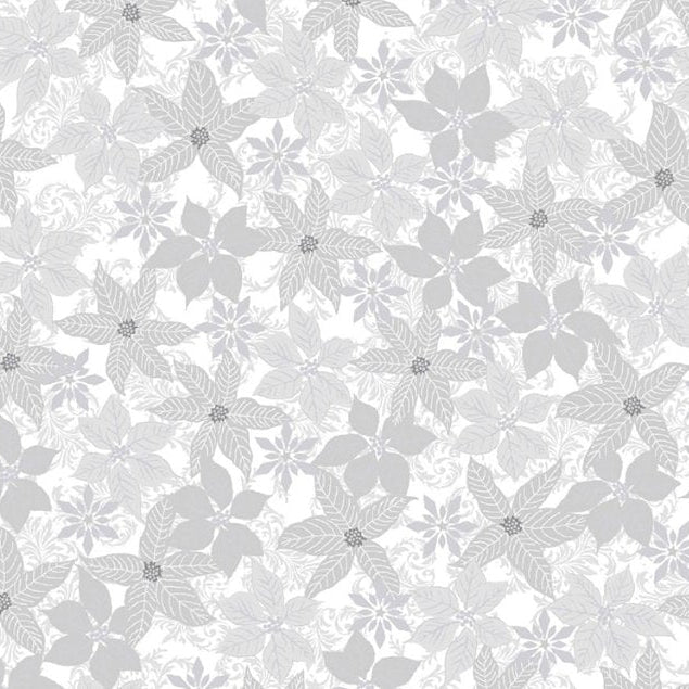Snow Crystals White Silver Poinsettia
