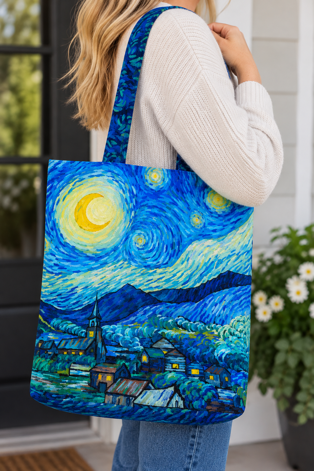 Starry Night Canvas Tote bag Panel