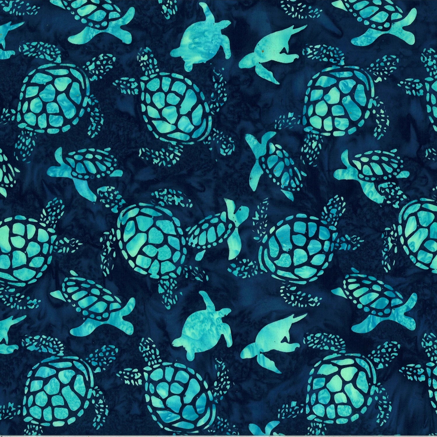 Deep Teal Sea Turtles Bali Batik