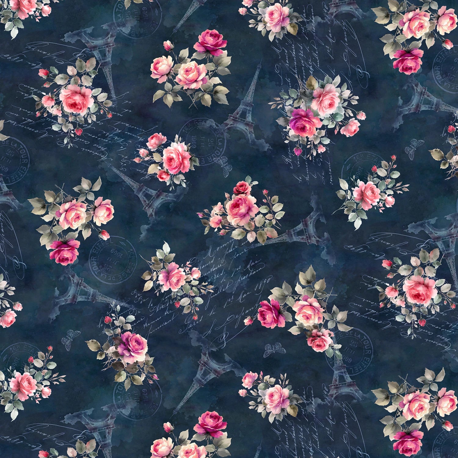 Bonjour Belle Floral - Deep Blue