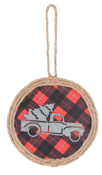Galvanized Woodland Icon Plaid Ornaments