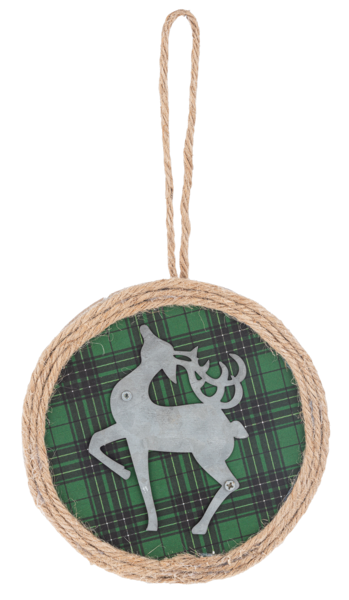 Galvanized Woodland Icon Plaid Ornaments