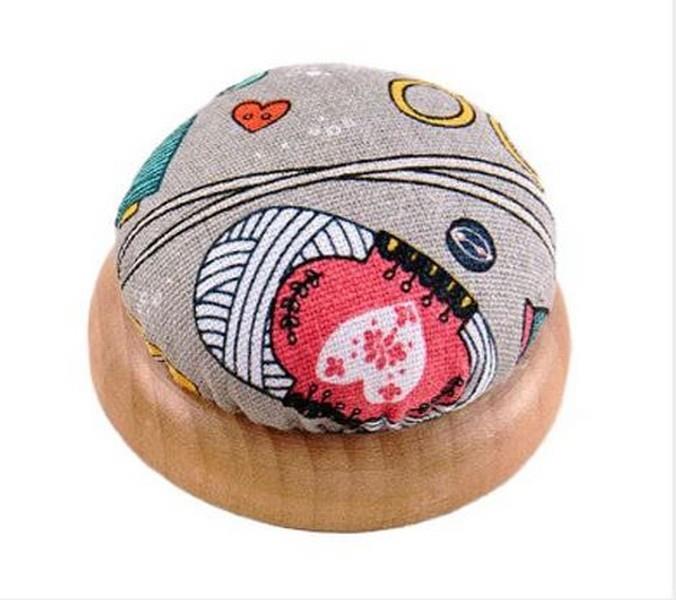 Pin Cushion with Wooden Base