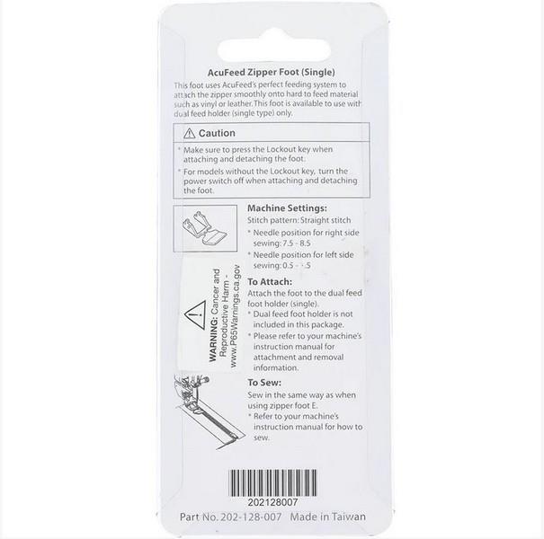 Janome Accufeed Zipper Foot (ED - Single)