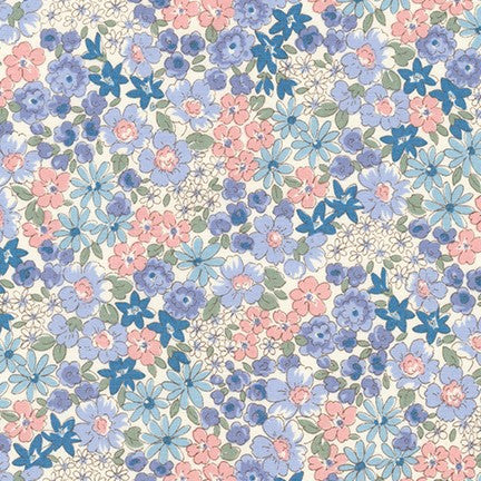 Petite Garden - Large Floral Blue and Pink