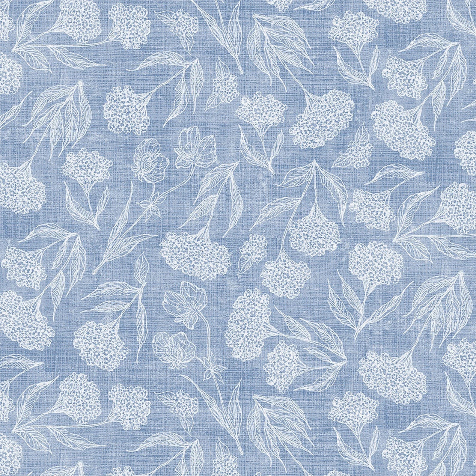 Hydrangea Mist Toile Floral - Blue