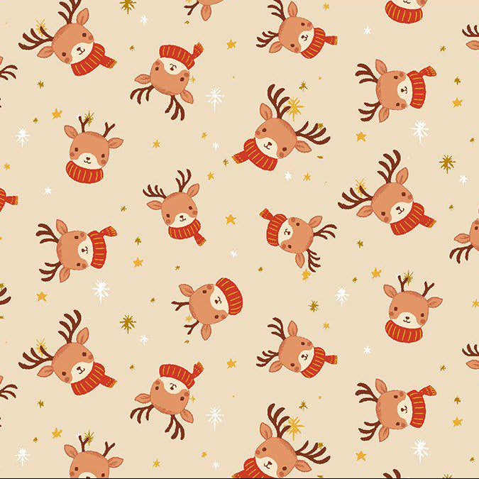 A Little Christmas Ditzy Reindeer - Beige