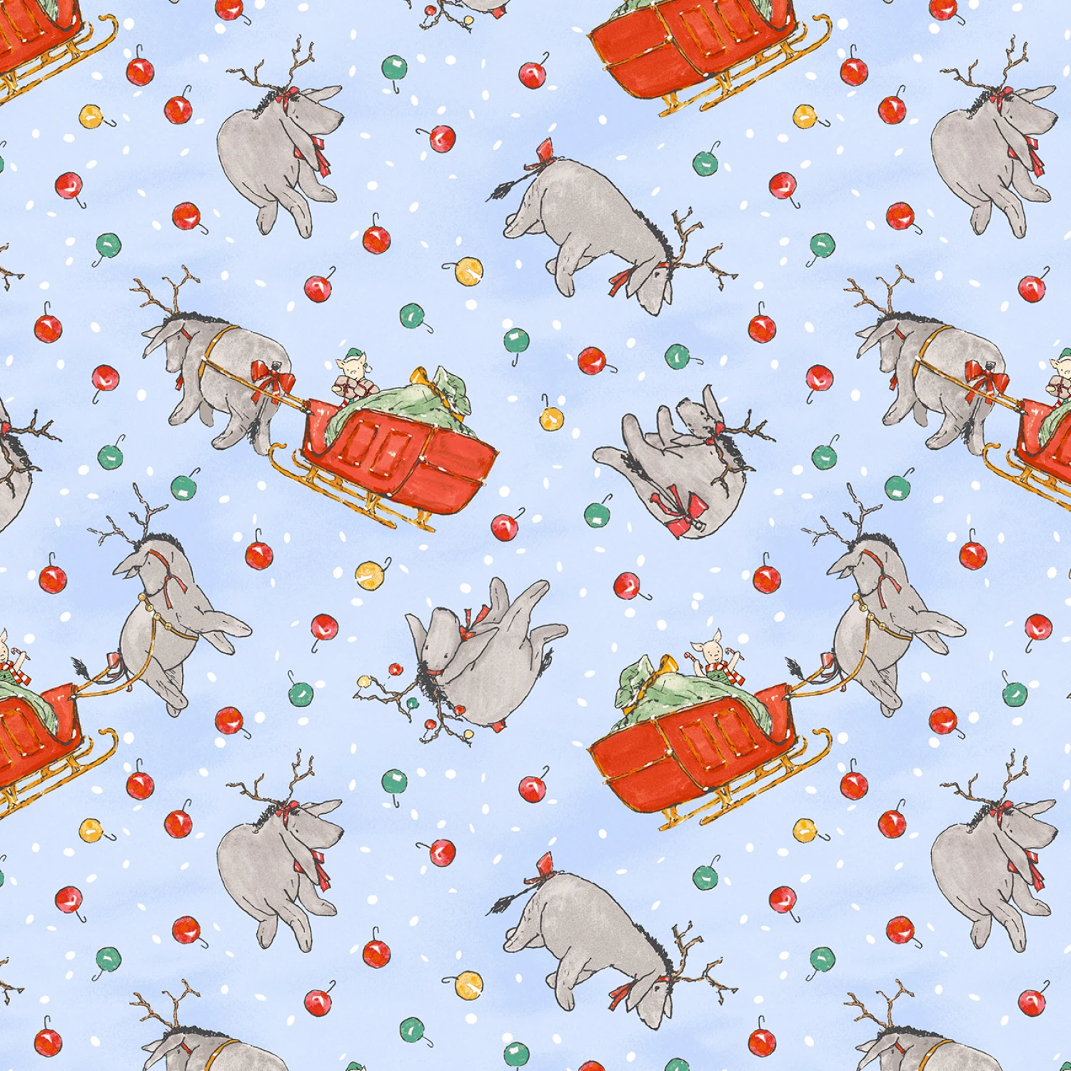 Christmas at Pooh Corner Eyeore Reindonkeys - Light Blue
