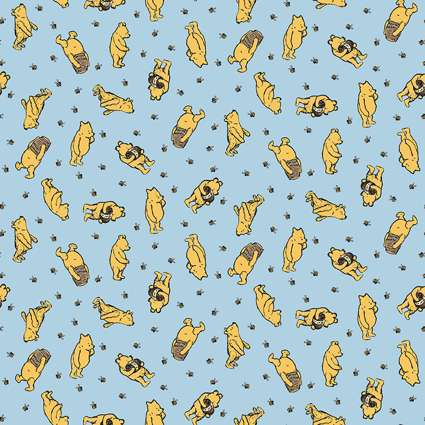Winnie The Pooh Toss Blue - Flannel