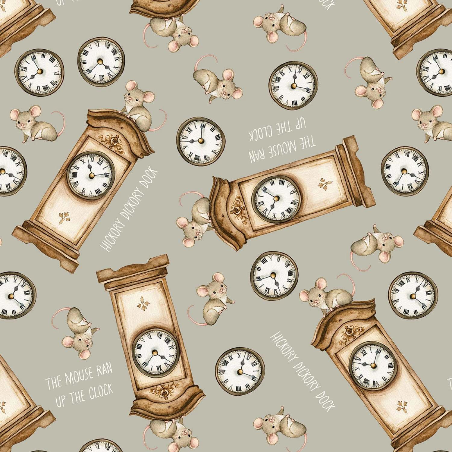Nursery Rhyme Time Hickory Dickory Dock - Light Grey
