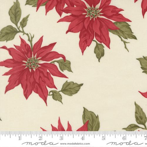 Candlelight Christmas Holly Poinsettia - Cream