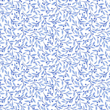 Delft Dynasty Leaf Trail - White/Blue