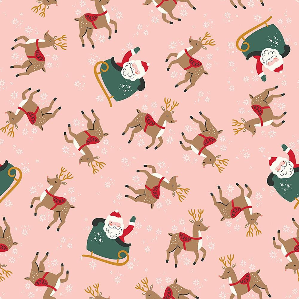The North Pole Reindeer Toss Flannel - Pink