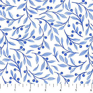 Delft Dynasty Leaf Trail - White/Blue
