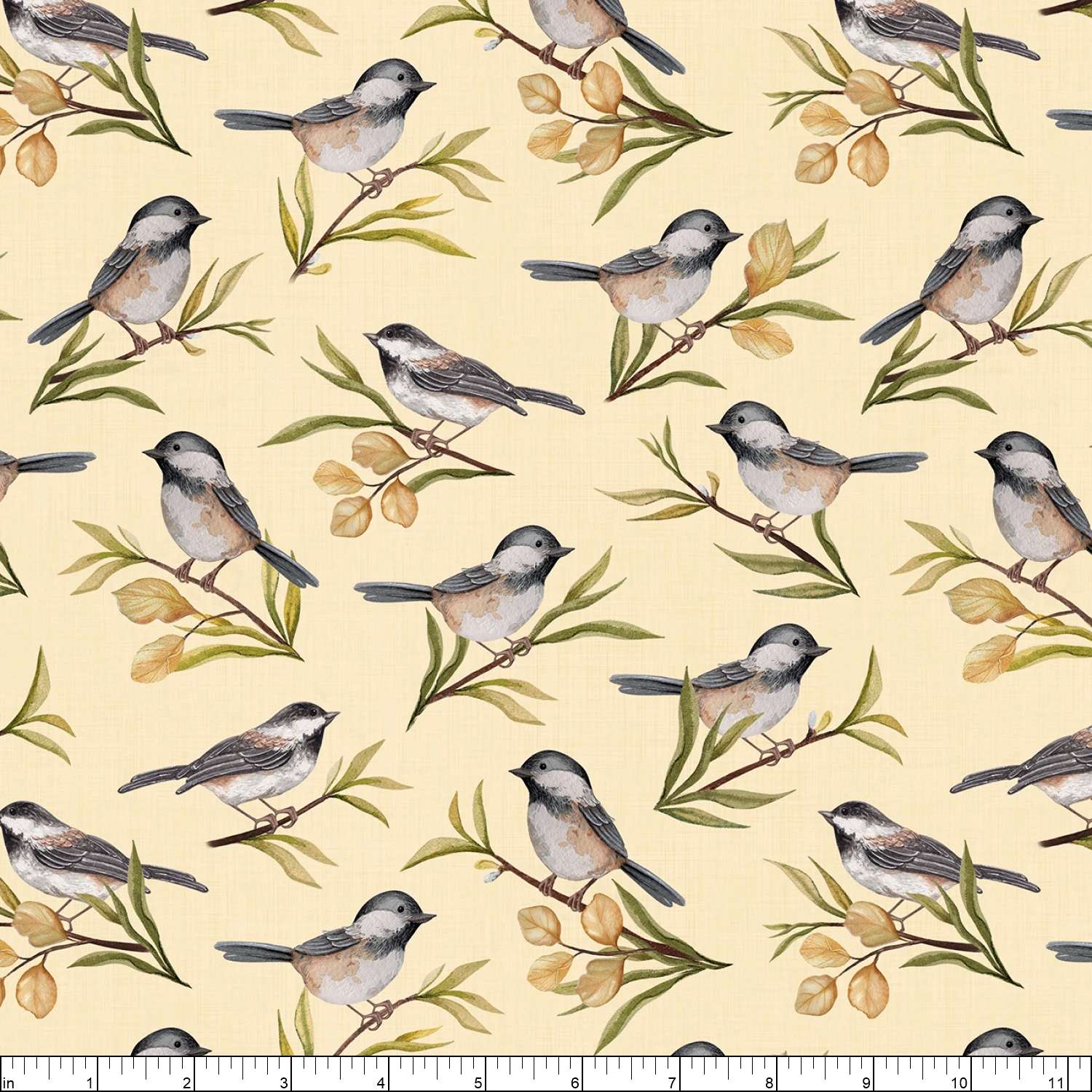 Chickadee Charm Birds All Over - Cream