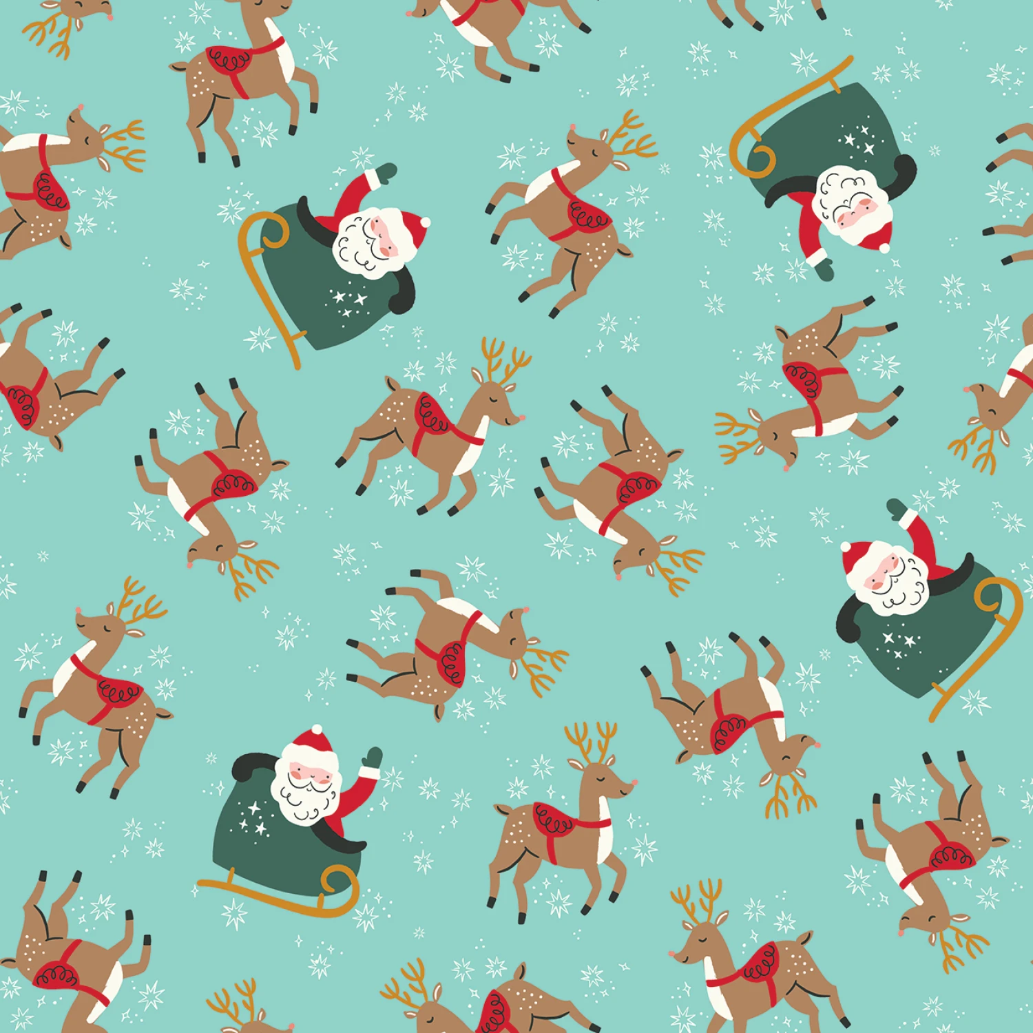 Reindeer Toss Flannel - Aqua