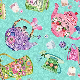 My Cup of Tea - Tea Party - Light Teal Multi