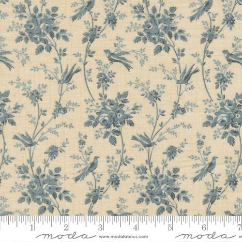 Fleur De Paris Oiseaux Florals Birds - Pearl and Light Blue