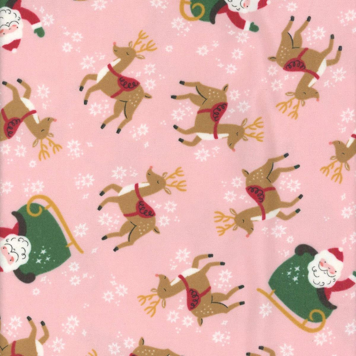 The North Pole Reindeer Toss Flannel - Pink