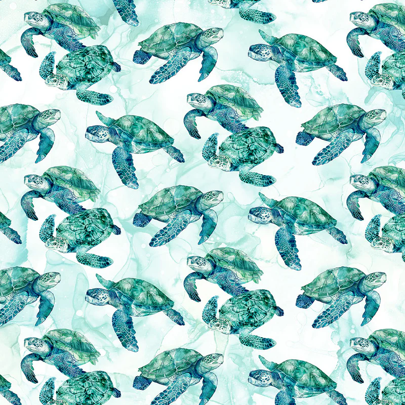 Coral Reef Turtles - White Multi