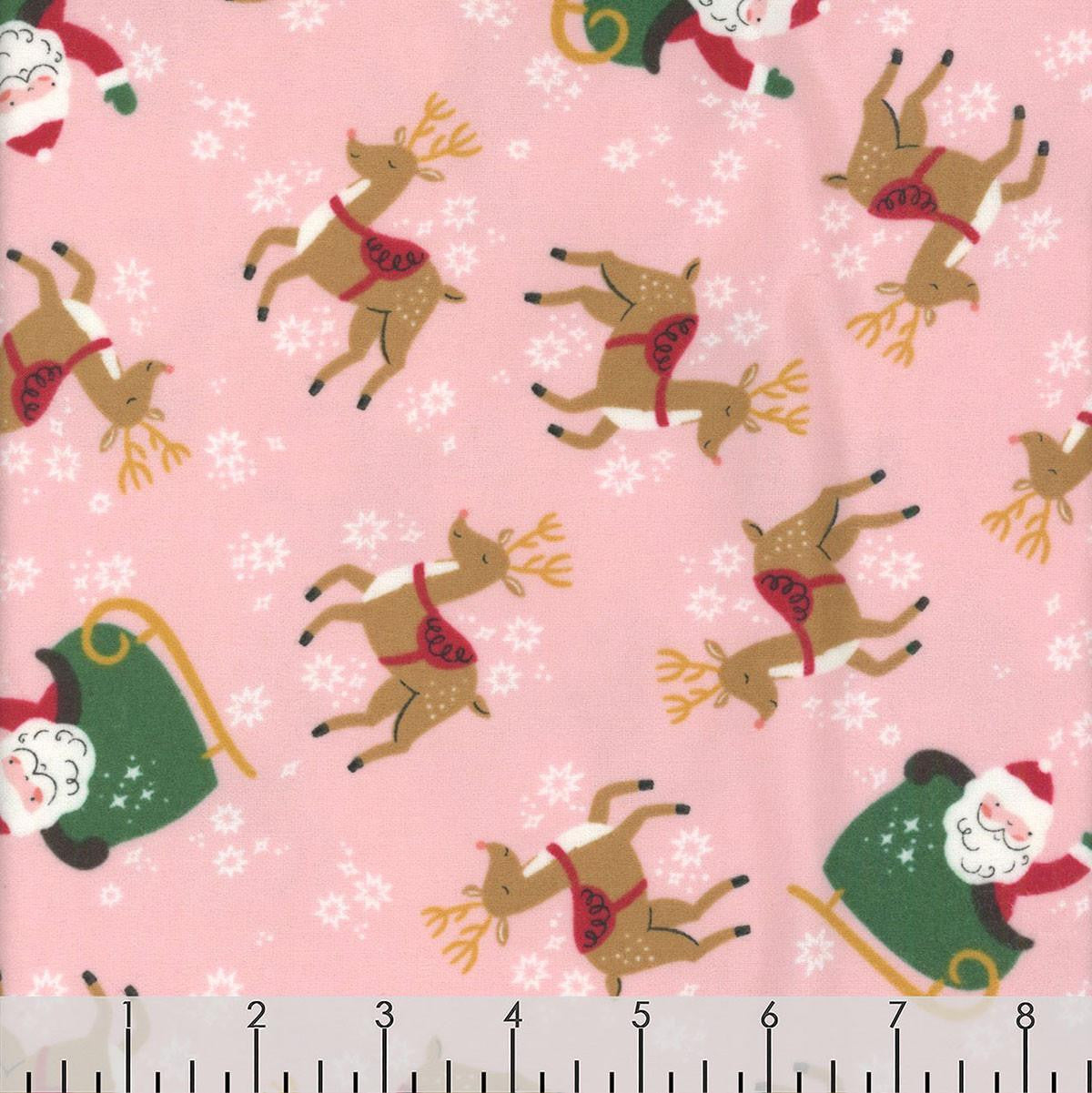 The North Pole Reindeer Toss Flannel - Pink